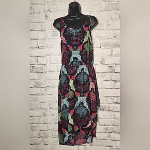 H&M Sleeveless Graphic Print Midi Dress High Low Hem Size XS